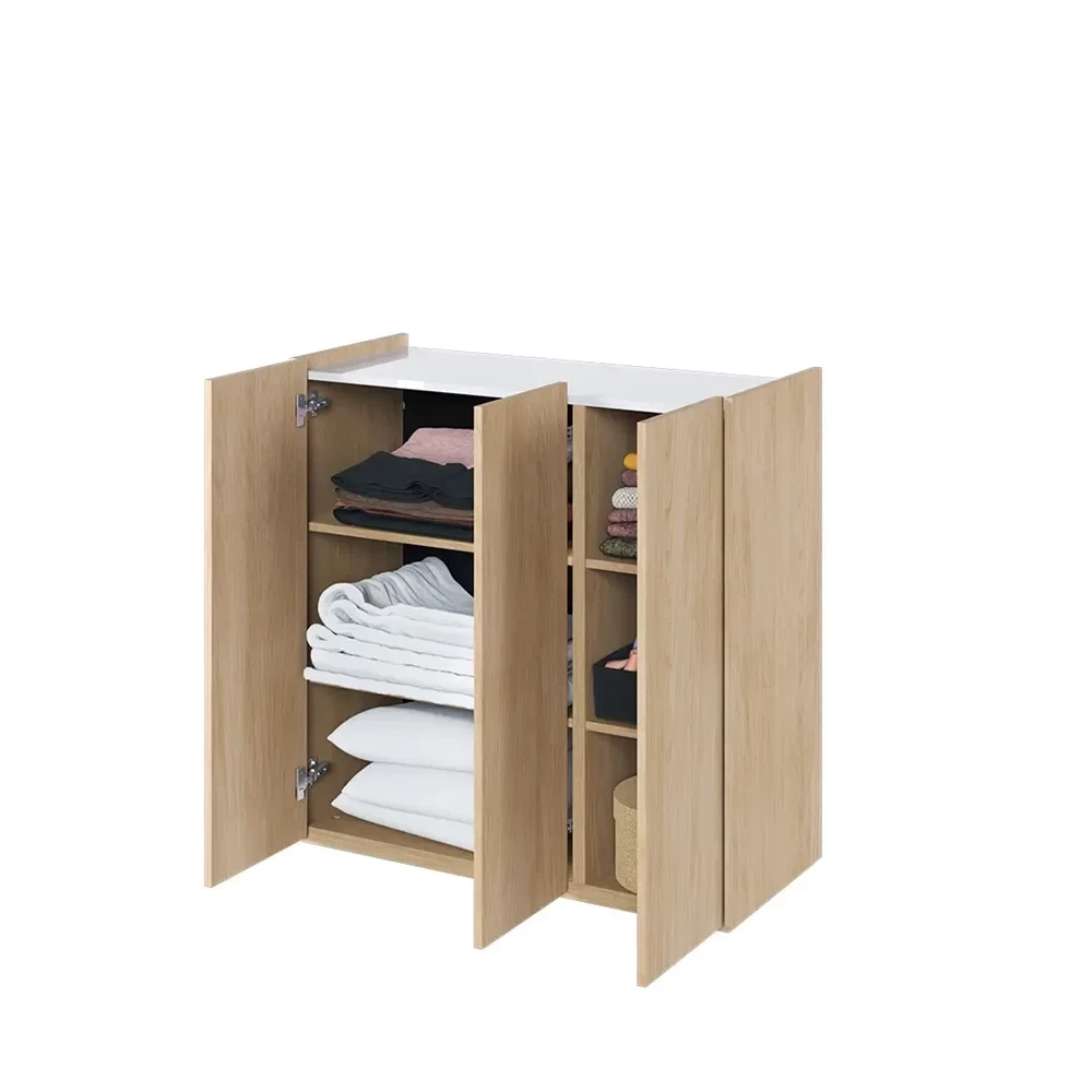 Liten byrå med LED-belysning ek scandi/vit högblank EASY