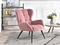 Fåtölj i rosa velour med svarta ben KIKORI
