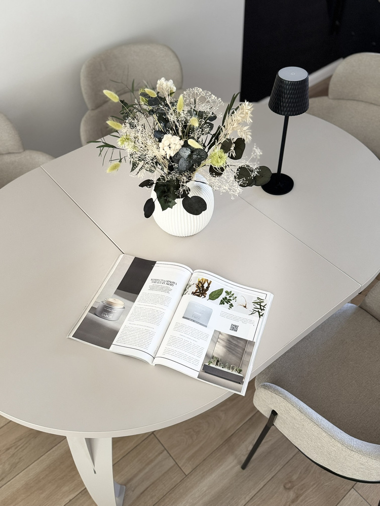 Vit, rund matbord 100-180 cm BUENO