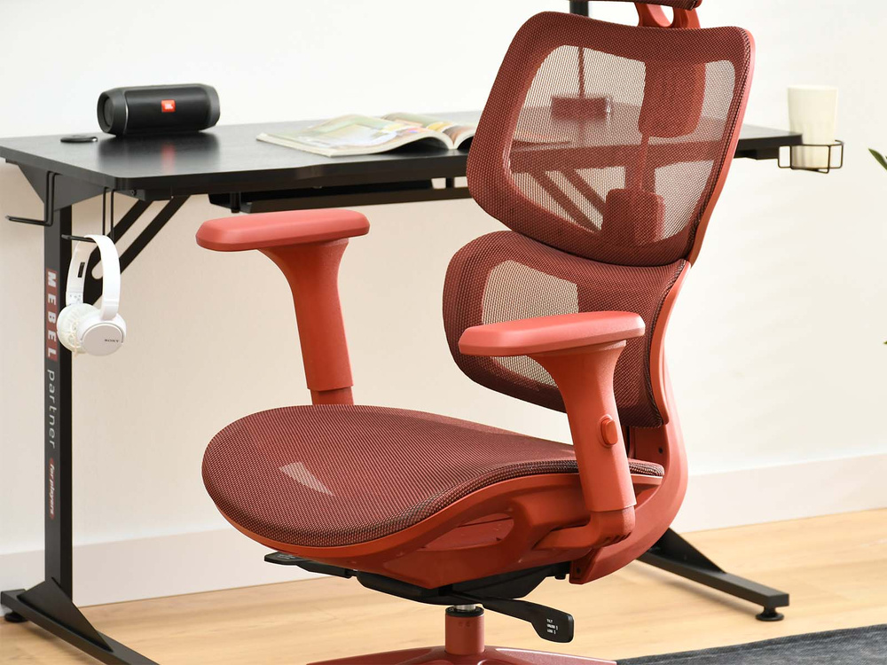 Kontorsfåtölj röd/röda ben HANOI