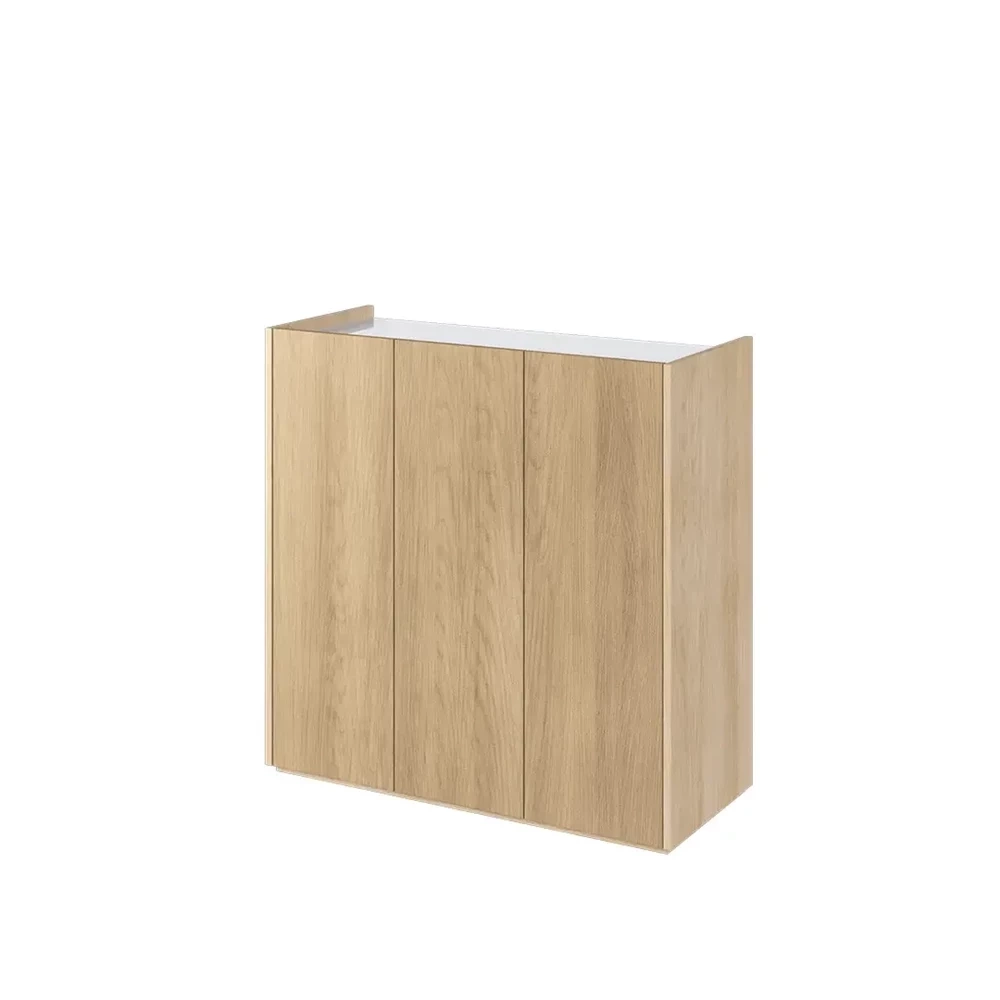 Liten byrå med LED-belysning ek scandi/vit högblank EASY