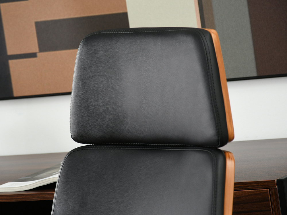 Kontorsfåtölj svart/valnöt svart ben CLEMENS