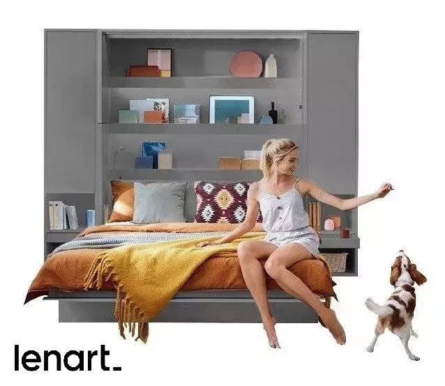 Bokhylla till skåpsäng grå matt Bed Concept BC-08