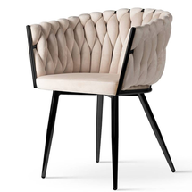 Beige sammet stol ROSEMARY BLACK