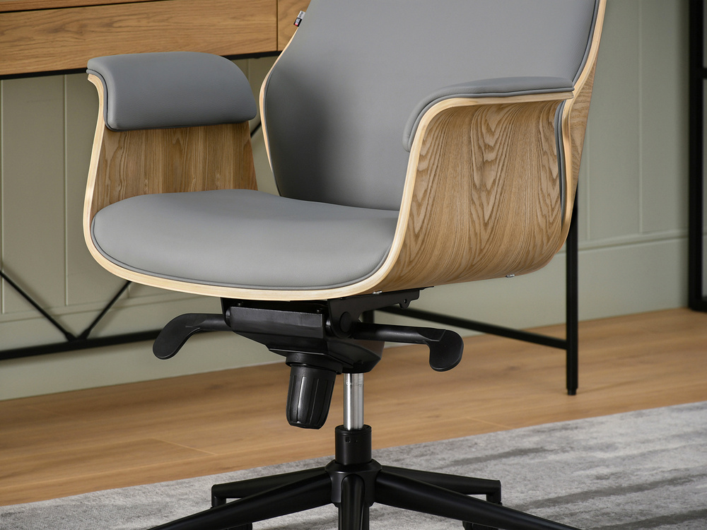 Kontorsfåtölj grå/ek svart ben LEONARD