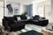 Stor hörnsoffa svart höger Rosso
