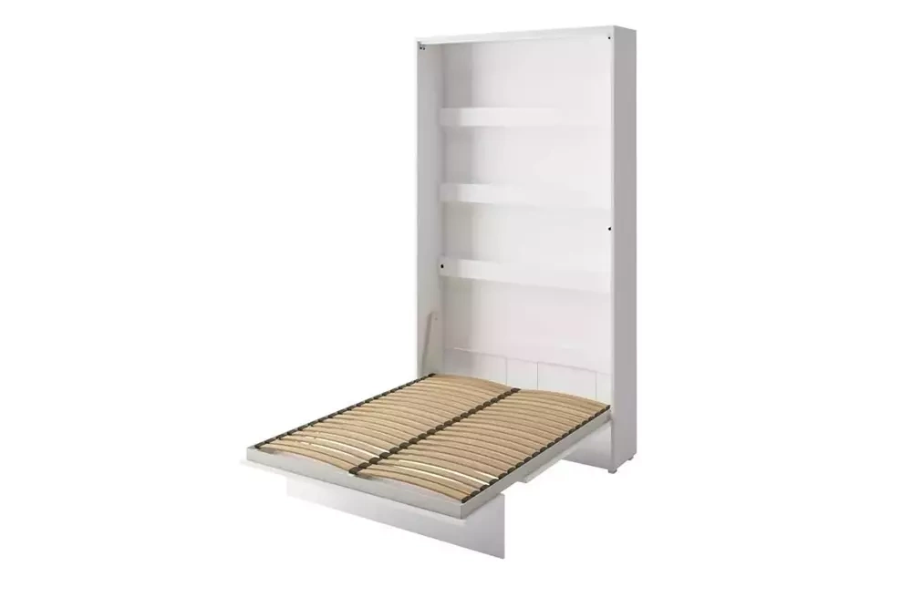 Sängskåp med bokhyllor 120x200 vit matt Bed Concept BC-02