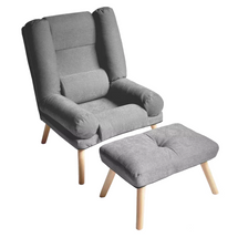 LILA fåtölj med fotpall justerbar ljusgrå 
