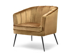 Fåtölj i velour med ben i guld och svart ESTEL