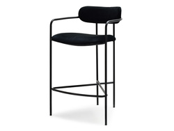 Velour hocker svart/svart ben VIDAL