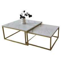 Soffbord DUAL 2in1 marmor bianco/guld