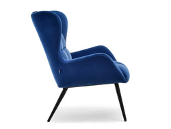 Marinblå velourfåtölj svarta ben KIKORI