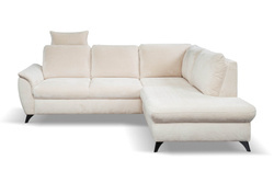 Beige hörnsoffa med sovfunktion höger GENEVA