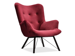 Fåtölj i rödbrun velour svarta ben DALTON