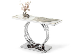 New York-konsol, grå marmor, spegel-krom TOBAGO