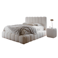 Modern säng med behållare för sängkläder 180x200 cm kräm OVO