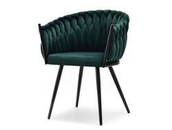 Velourstol grön svarta ben ROSA