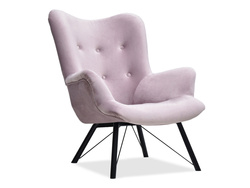 Lila velourfåtölj svarta ben DALTON