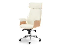 Kontorsfåtölj ek natur/cream kromade ben LEONARD