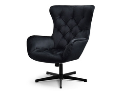 Fåtölj i velour svart/svarta ben ARON