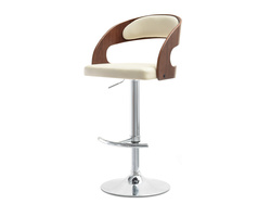 Hocker valnöt kromade ben valnöt/beige HOCKER