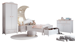 LUNA 1 möbel. Säng för barn, byrå, nattduksbord, garderober, dekor