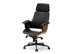 Kontorsfåtölj svart/valnöt svart ben CLEMENS