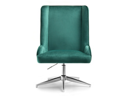 Velourfåtölj gröna kromade ben BILBAO