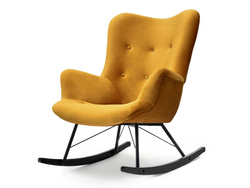 Fåtölj i honungsvelour svarta ben LAUREN