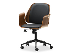 Kontorsfåtölj i valnöt/svart med svarta ben ENRIC