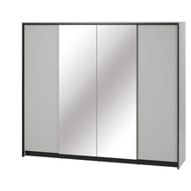 4-dörrars garderob grå med spegel GRIS