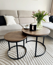 Billig runt salongbord 2in1 svart/ek lefkas RABEN 2