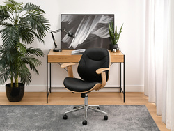 Kontorsfåtölj svart, ek krom ben RAY