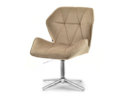Velour fåtölj beige krom ben VELO-STATIC