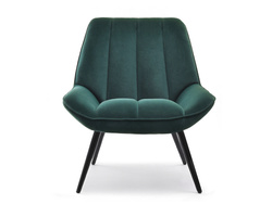 Velourfåtölj grön svarta ben ZOTI