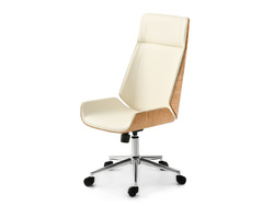 Krämfärgad kontorsfåtölj, svarta ben AUSTIN
