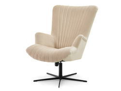 Fåtölj i beige velour svarta ben ESLA