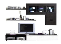 Mediamöbler vit högblank/ wenge LOGO OUTLET