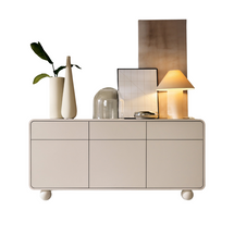 Elegant byrå på kulformade ben, 160 cm, kasmirfärgad, LUNARIS