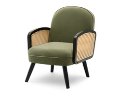 Velourfåtölj gröna svarta ben WILSON