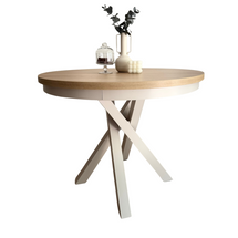 Runt bord för 4 personer, utdragbart, diameter 90 cm, kashmir/hikora PASCAL