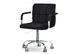 Velourfåtölj svart/krom ben ELIS