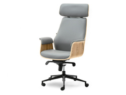 Kontorsfåtölj grå/ek svart ben LEONARD