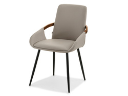 Modern stol beige/walnut svarta ben MARCUS