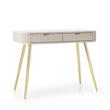 Beige sminkbord för sovrum med gyllene ben CALMA