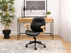 Kontorsfåtölj svart/ek, svarta ben RAY