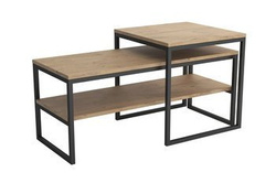 Soffbord med förvaring ek sonoma / svart satsbord 2i1 Tony