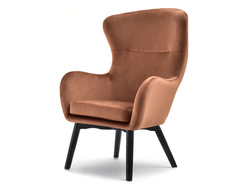 Kopparvelourfåtölj svarta ben LETA