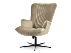 Fåtölj i velour med sandfärgade ben ESLA