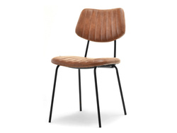 Brun ekologisk läderstol svarta ben HARIS